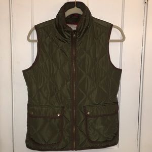 Olive colored quilted Bass vest
